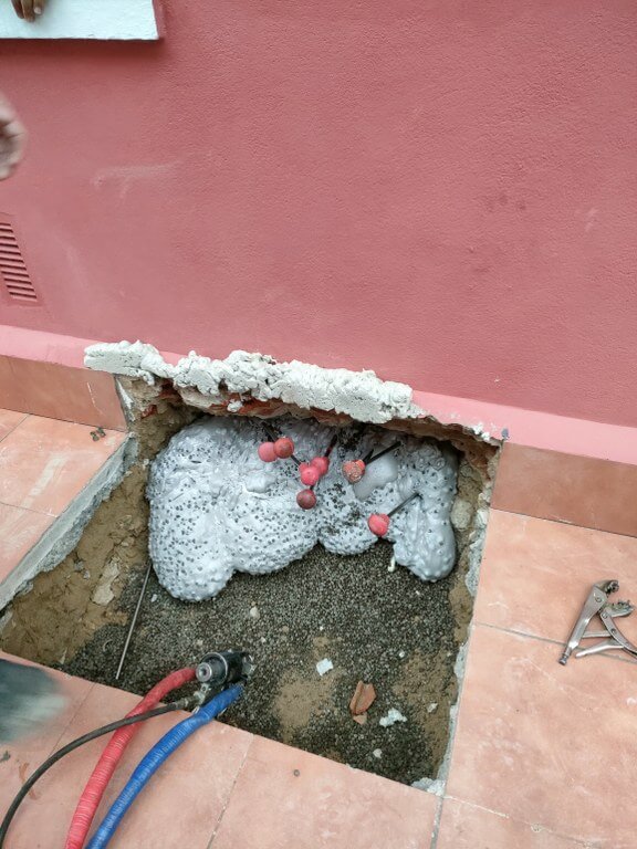 Interior de la cavidad inyectada