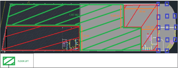 Plano de la zona de intervención en la nave industrial