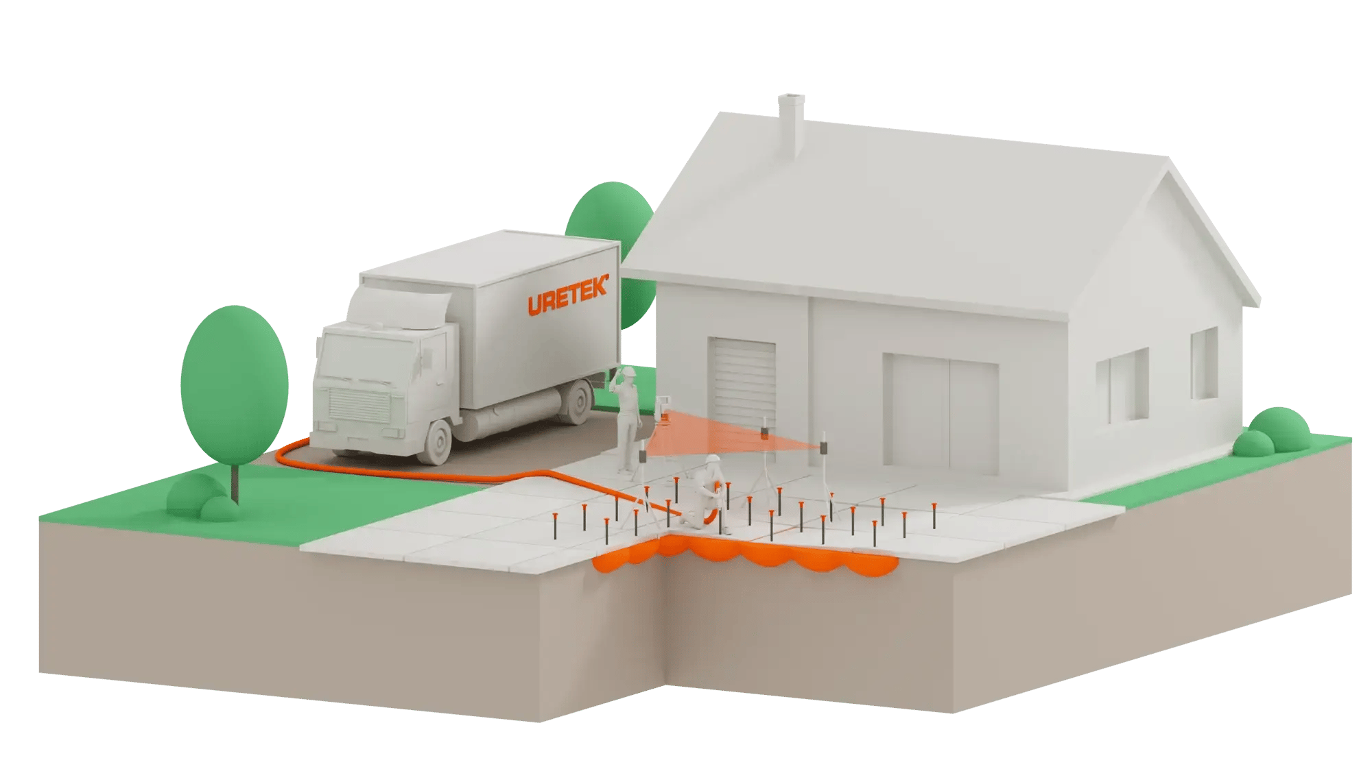 Inyecciones de resina para recuperar hundimiento del pavimento