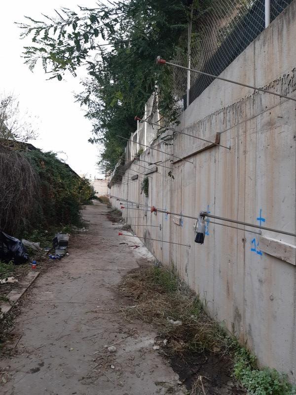 Muro con los anclajes
