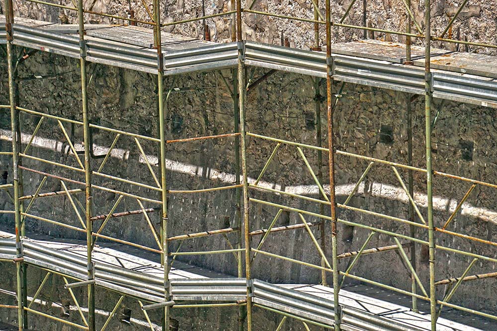 Hundimiento del muro de un terraplén